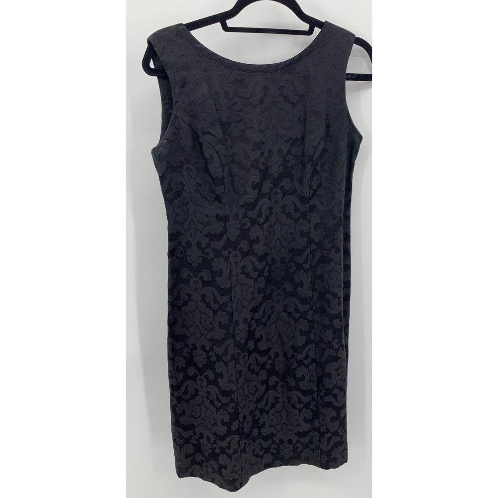 Vintage Lanz Originals Sheath Dress Black Textured Floral Size 8